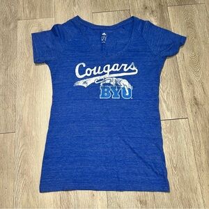 BYU Cougars Women's Adidas V-neck Short Sleeve Shirt Size Medium Blue